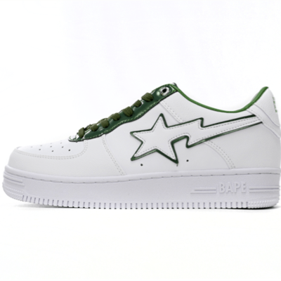 1J30-191-017 A Bathing Ape Bape Sta Low White Green edge