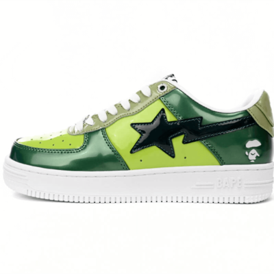 1H20 190 046 A Bathing Ape Bape Sta Low Black Green Mirror Surface