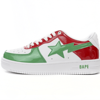 1180-191-004 A Bathing Ape Bape Sta Low Red, white, and Green