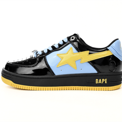 1H20 191 046 A Bathing Ape Bape Sta Low Black, Blue, And Yellow